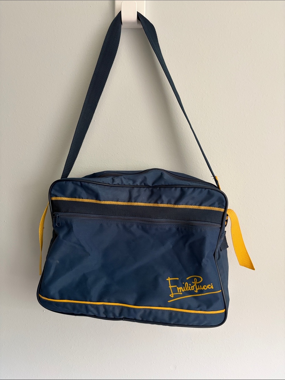 Emilio Pucci Navy and Yellow Messenger Bag